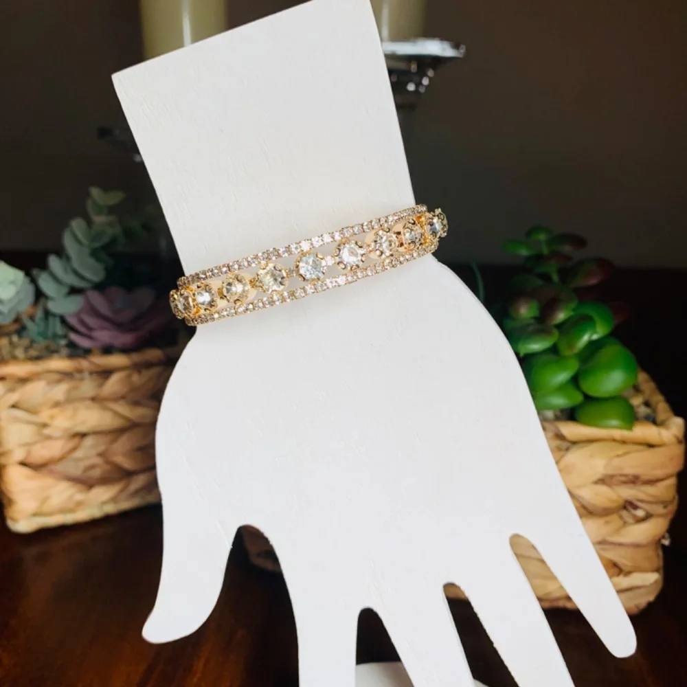 Shimmering Crystal and Gold Plated Coil Wrap Bracelet, adjustable size - Picture 10 of 10